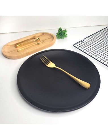 Prato Raso Redondo Preto Lanche 25cm Plastico...