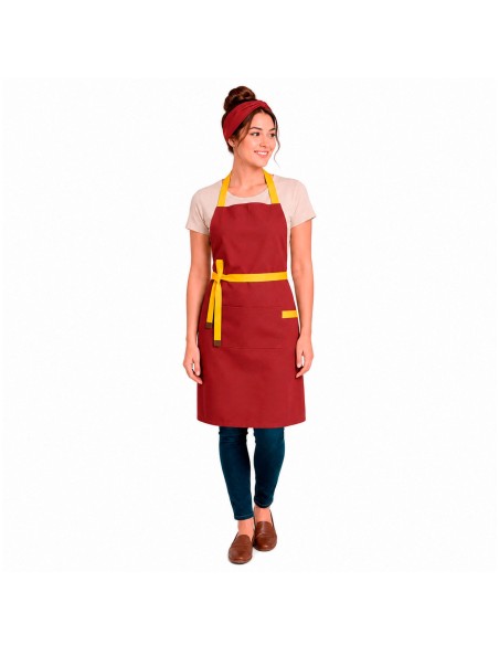 Avental Vermelho Alça Cruzada Amarelo Buffet Pintura Artesanato