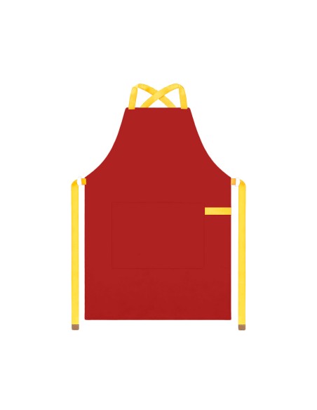 Avental Vermelho Alça Cruzada Amarelo Buffet Pintura Artesanato
