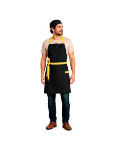 Avental Preto Alça Cruzada Amarelo Cafeteria Bar Loja 2