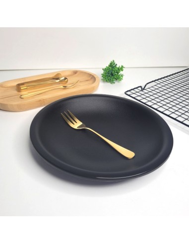 Prato Redondo Preto Lanche 20cm Plastico BPA Free