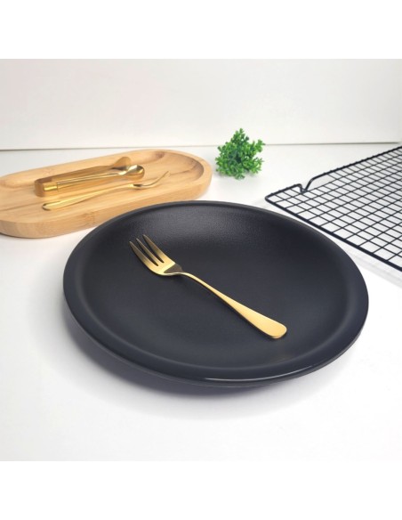 Prato Redondo Preto Lanche 20cm Plastico BPA Free