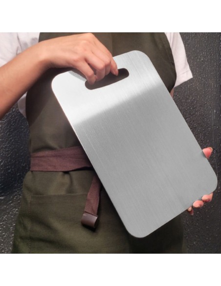 Tabua de Carne Corte Cozinha Profissional Aço Inox 29x20cm