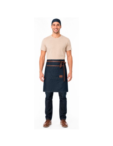 Avental de Cintura Jeans Couro Bar Chef...