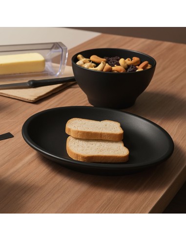 Prato Redondo Preto Lanche 20cm Plastico BPA Free