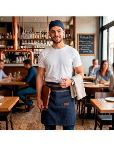 Avental de Cintura Jeans Couro Bar Chef...