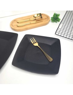 Prato Raso Quadrado Lanche Preto 18cm Plastico BPA Free 2