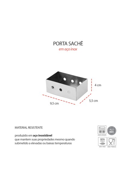Porta Sachês Inox Açúcar Molhos Suporte Mesa Restaurante