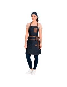 Avental Jeans Couro Legítimo Barista Bartender Cafeteria Bar 2