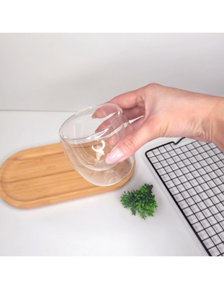 Copo de Vidro Borossilicato 150ml Parede Dupla Mantem Calor