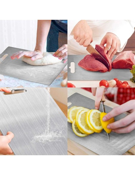 Tabua de Carne Corte Cozinha Profissional Aço Inox 29x20cm