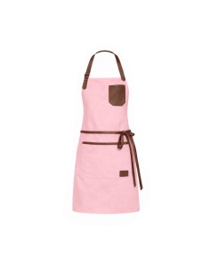 Avental Rosa Couro Marrom Chef Confeitaria Jardinagem Salao