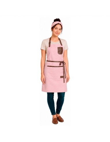 Avental Rosa Couro Marrom Chef Confeitaria...
