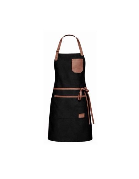 Avental Preto Couro Legítimo Marrom Barbearia Chef Cafe Bar