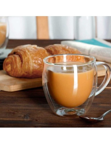 Caneca de Vidro Borossilicato 80ml Parede Dupla...