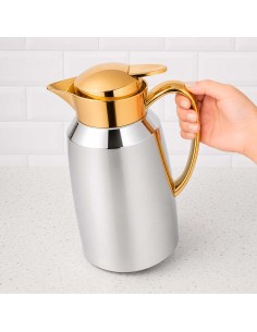 Garrafa Térmica Prata Dourada Bule Gatilho 1L Servir Café... 2