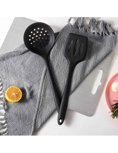 Escumadeira Escorredor Fritura Silicone Preto...