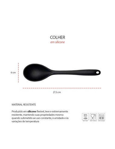 Colher de Silicone Utensilios de Cozinha Preto