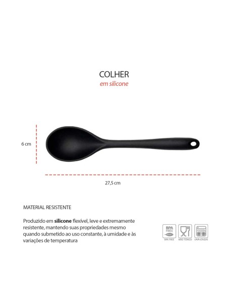 Colher de Silicone Utensilios de Cozinha Preto