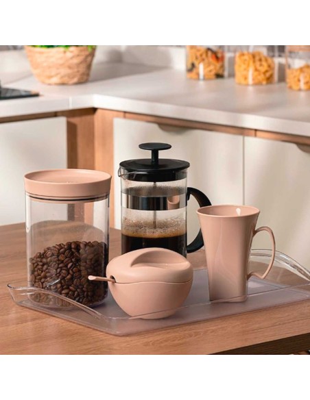 Caneca Bege Nude Cappuccino 400ml Plastico BPA Free