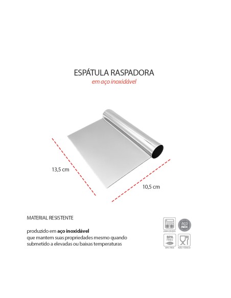 Espatula Raspadora Inox Multiuso Alisa Corta Massas Bolos