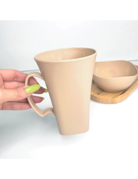Caneca Bege Nude Cappuccino 400ml Plastico BPA Free