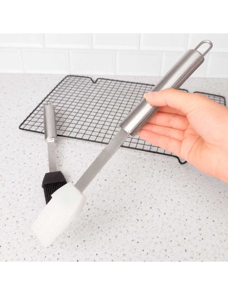 Pincel Culinário Silicone Inox Branco Confeitaria Cozinha