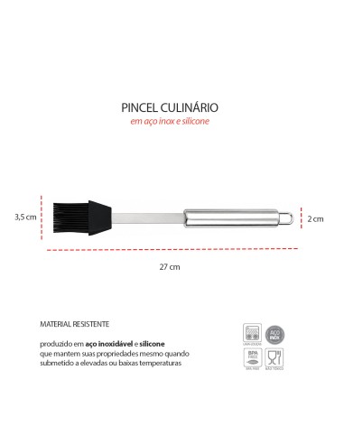 Pincel Culinário Silicone Inox Preto...