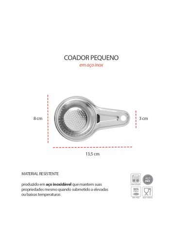 Coador Inox Pequeno Filtro Peneira Café Chá...