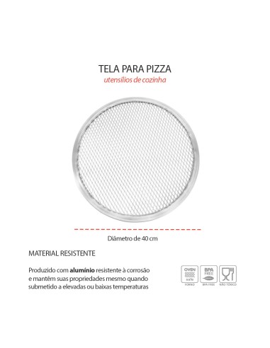 Tela para Pizza Grande 40cm Perfurada Alumínio...