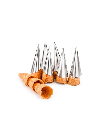 Forma Canudinho Inox Cone Modelador Massa Confeitaria 6un