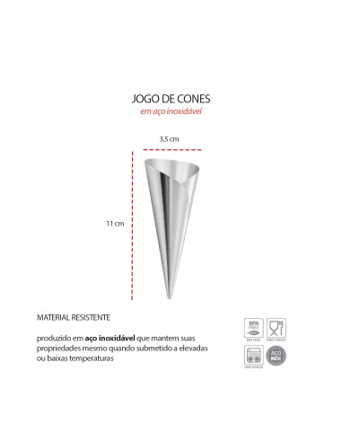 Forma Canudinho Inox Cone Modelador Massa...