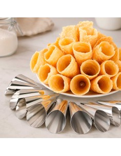 Forma Canudinho Inox Cone Modelador Massa Confeitaria 6un 2