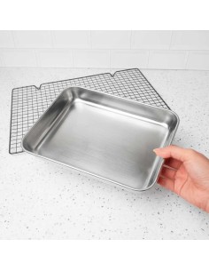 Bandeja Assadeira Forma Retangular Aço Inox Multiuso 23cm 2