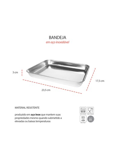 Bandeja Assadeira Forma Retangular Aço Inox...