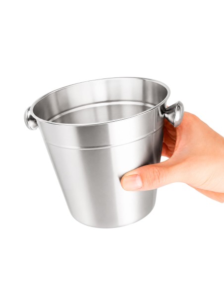 Balde de Gelo Pequeno Alças Aço Inox Restaurante Bar 900ml