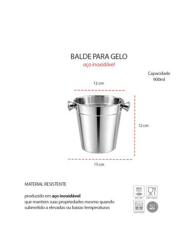 Balde de Gelo Pequeno Alças Aço Inox...