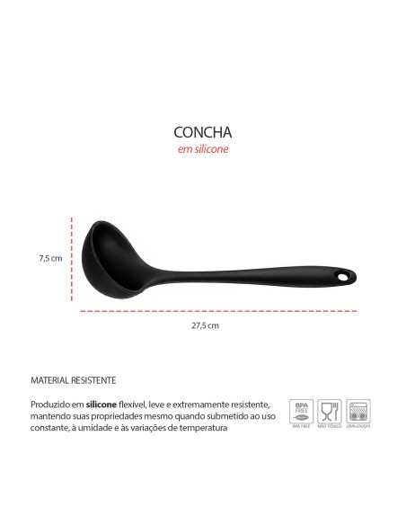 Concha de Silicone Preto Utensilios de Cozinha