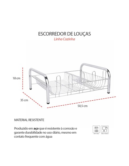 Escorredor de Louça Pratos Copos Talheres Grande Aço