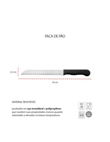 Faca de Pao Serrilhada Cabo Preto
