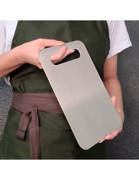 Tabua de Carne Corte Cozinha Profissional Aço Inox 24x15cm