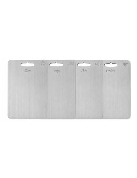 Tábua Corte Carne Frango Peixe Verdura Cozinha Aço Inox 4un
