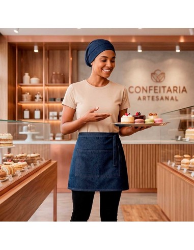 Avental de Cintura Curto Jeans Barista Chef...