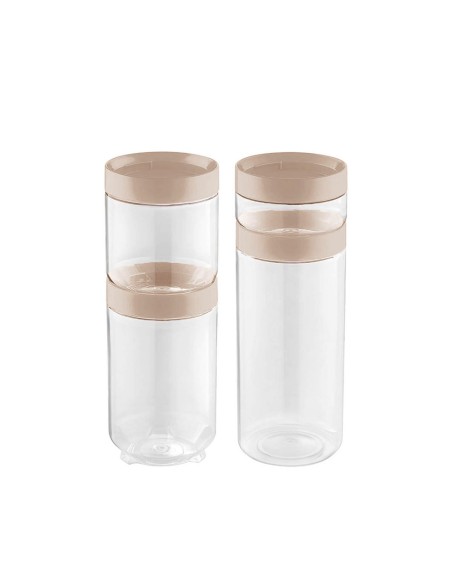 Pote Organizador Porta Mantimentos Transparente Tampa Nude 4un