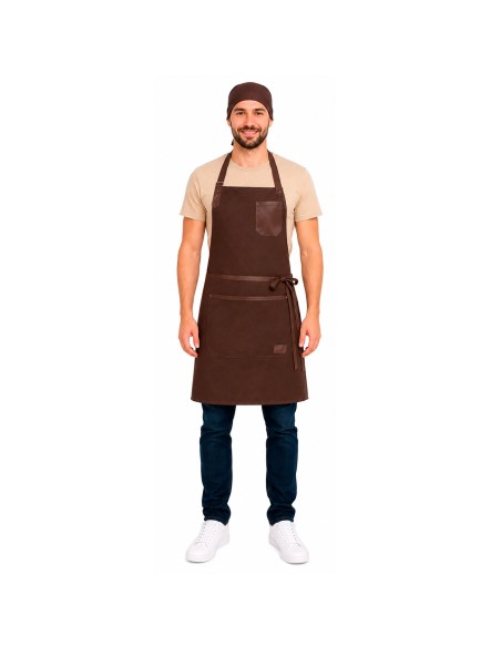 Avental Marrom Couro Legítimo Chocolateria Cafeteria Doceria