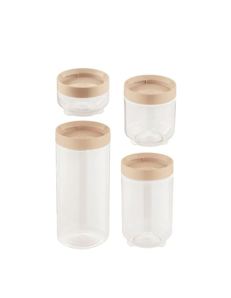 Pote Organizador Porta Mantimentos Transparente Tampa Nude 4un