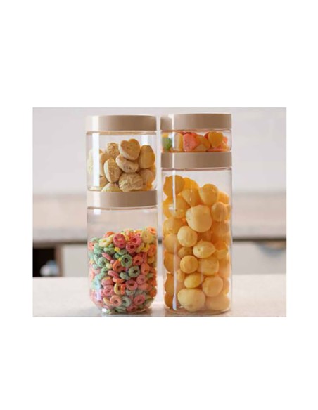 Pote Organizador Porta Mantimentos Transparente Tampa Nude 4un