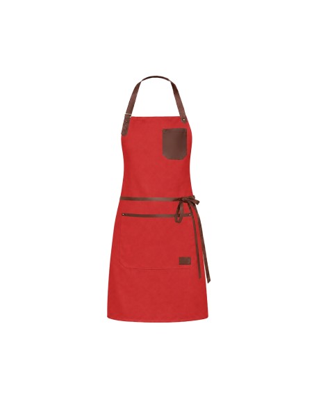 Avental Vermelho Couro Legítimo Marrom Bar Restaurante