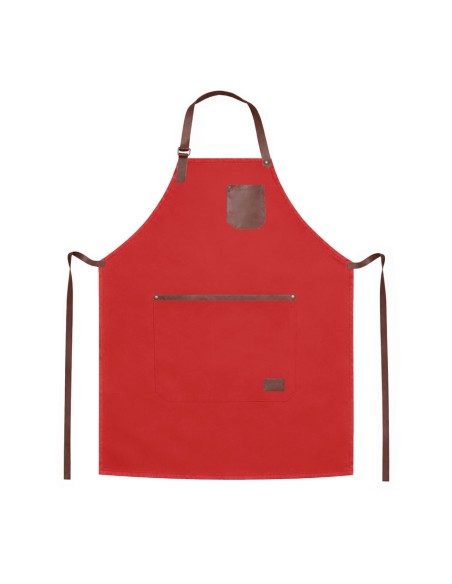Avental Vermelho Couro Legítimo Marrom Bar Restaurante
