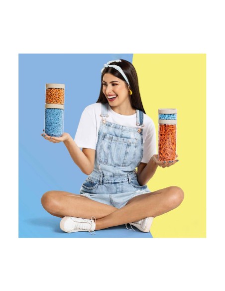 Pote Organizador Porta Mantimentos Transparente Tampa Nude 4un